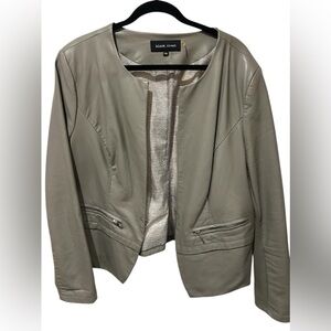 “Black Rivet” Faux Leather Jacket in grey Size XXL